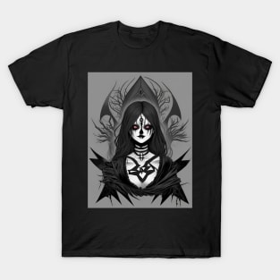 Skeleton-Faced Banshee: Nordic Anime Portrait T-Shirt